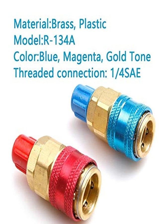 AMAZOR Adjustable R134A Adapter Fittings Quick Coupler Tool Kit High Low AC Freon Manifold Gauge Hose Conversion kit, 1/4" SAE HVAC Set of 2 Pcs - Image 3
